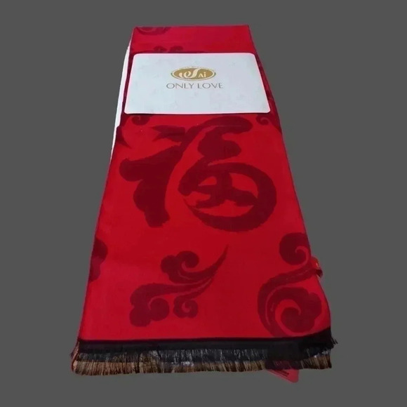 Only love elegantly stunning scarf or shawl red and black color - Picture 2 of 7